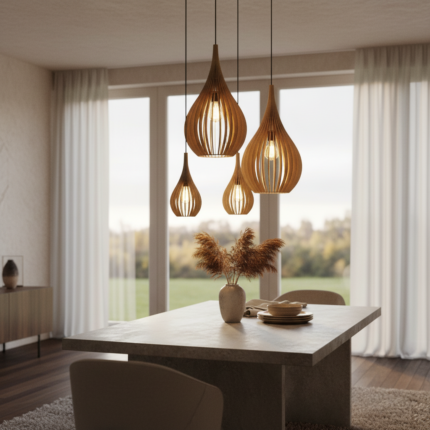 Lustre Pendente Para Sala Pé direito Duplo SP-Drop Marfim - Imagem 2