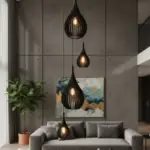 Lustre Pendente Para Sala Pé direito Duplo SP-Drop Preto