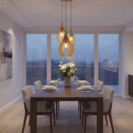 Lustre Pendente Para Sala Pé direito Duplo SP-Drop Marfim - Imagem 5