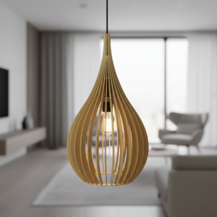 Lustre Pendente Para Sala Pé direito Duplo SP-Drop Marfim - Imagem 4