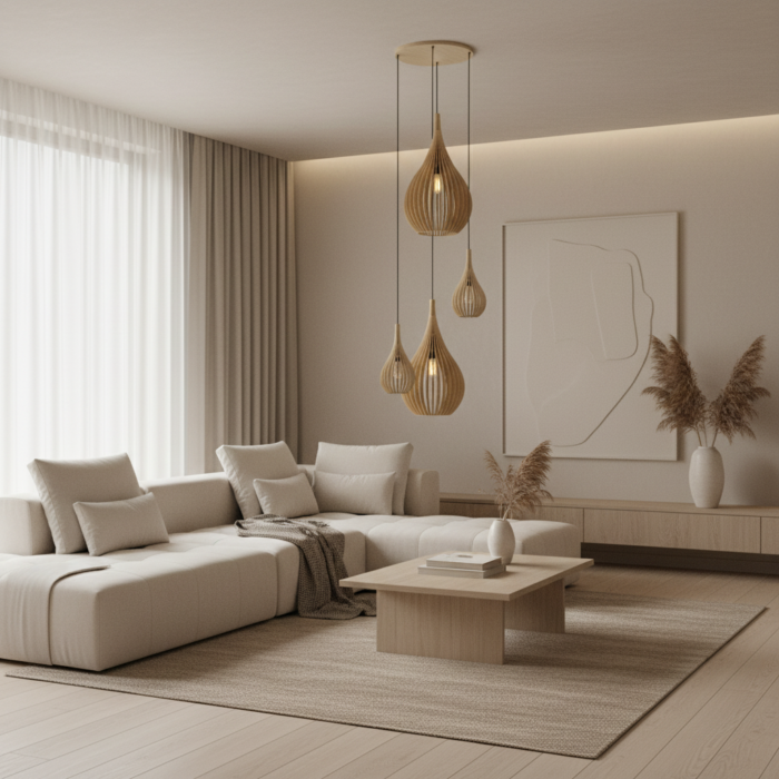 Lustre Pendente Para Sala Pé direito Duplo SP-Drop Marfim Lustre Pendente Para Sala Pé direito Duplo SP-Drop Marfim