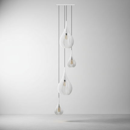 Lustre Pendente Para Sala Pé direito Duplo SP-Drop Branco - Imagem 4