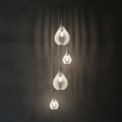 Lustre Pendente Para Sala Pé direito Duplo SP-Drop Branco - Imagem 2