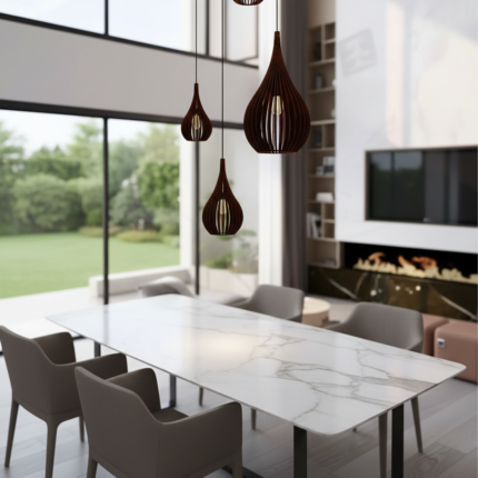 Lustre Pendente Para Sala Pé direito Duplo Rain Marrom - Imagem 7