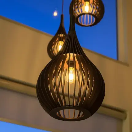 Lustre Pendente Para Sala Pé direito Duplo SP-Rain Marrom - Imagem 12