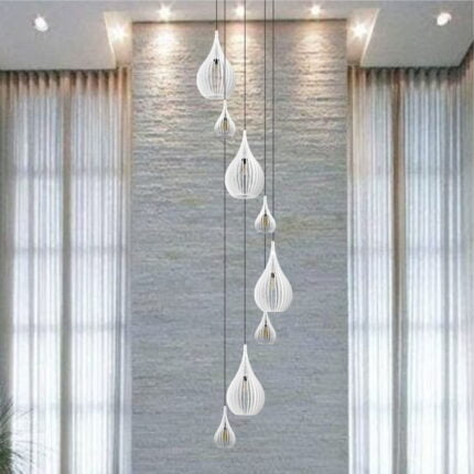 Lustre Pendente Para Sala Pé direito Duplo SP-Rain Branco