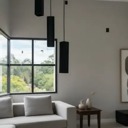 Lustre Pendente Para Sala Pé direito Duplo SP-Focus Preto - Imagem 5