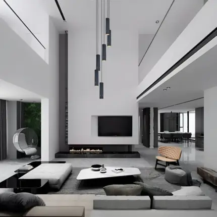 Lustre Pendente Para Sala Pé direito Duplo SP-Focus Preto - Imagem 7