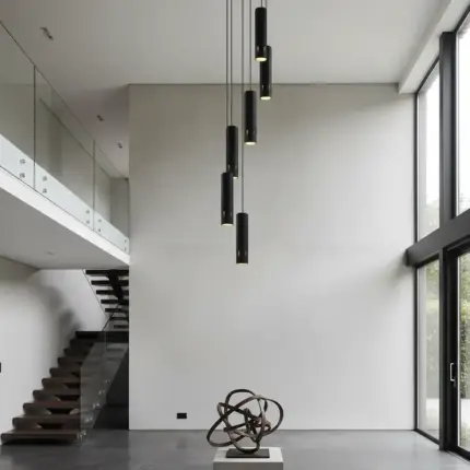 Lustre Pendente Para Sala Pé direito Duplo SP-Focus Preto