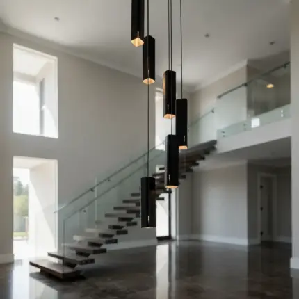 Lustre Pendente Para Sala Pé direito Duplo SP-Focus Preto - Imagem 4