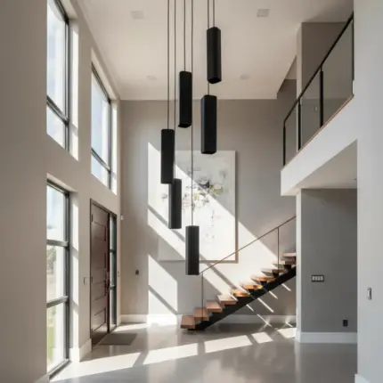 Lustre Pendente Para Sala Pé direito Duplo SP-Focus Preto - Imagem 3