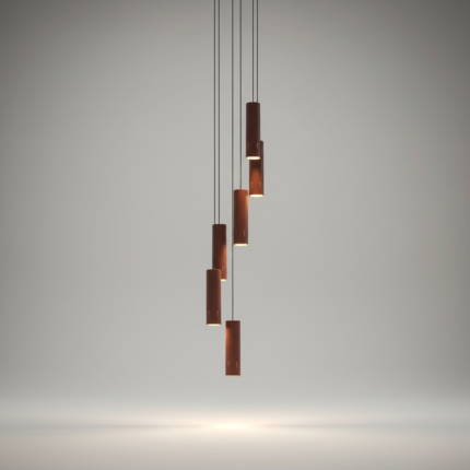 Lustre Pendente Para Sala Pé direito Duplo SP-Focus Marrom - Imagem 2