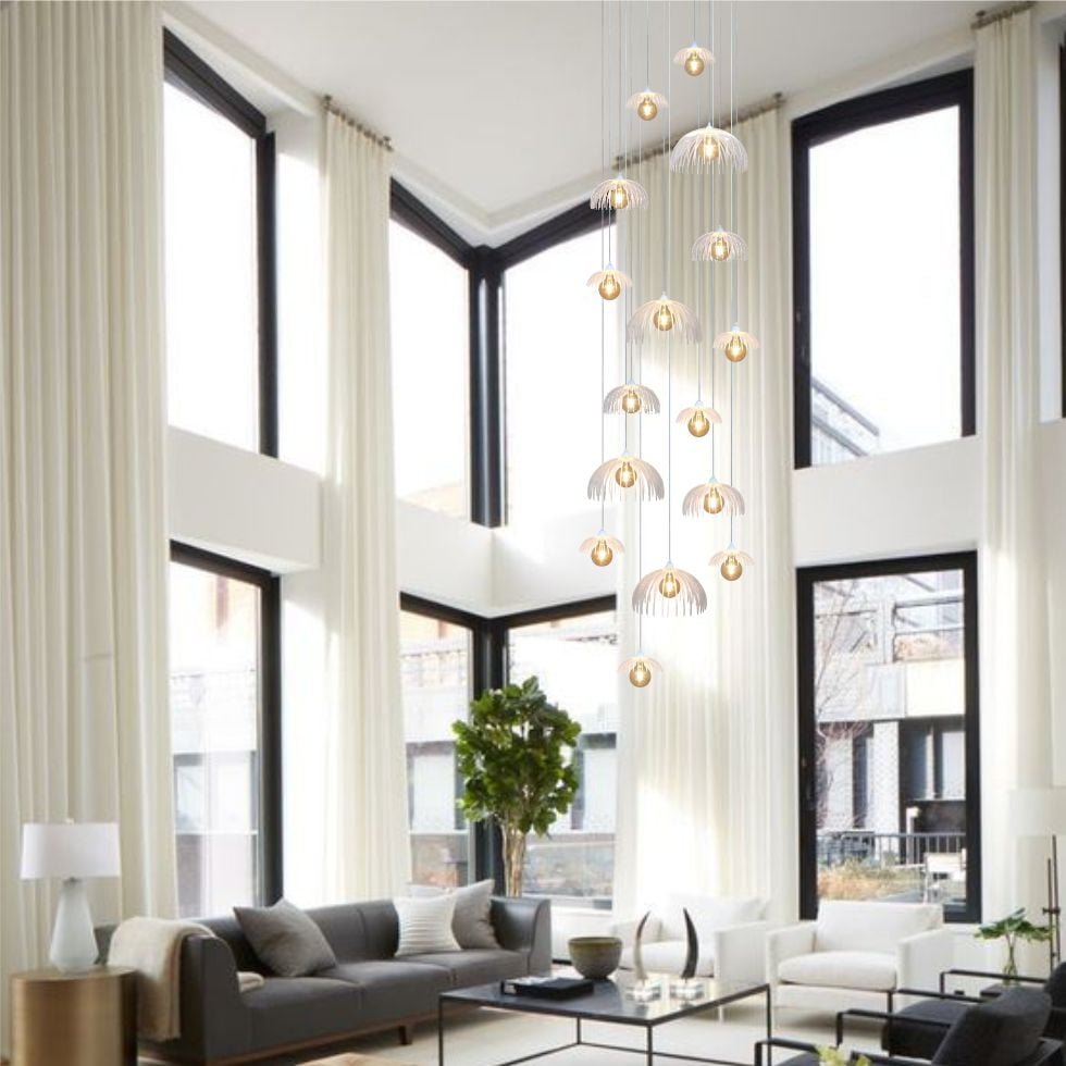 Lustre Big Medusa Ac. Cristal para pé direito alto - Otago Decor ...