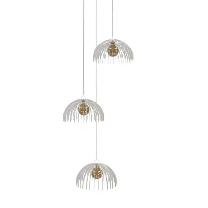 Lustre Trio Medusa Ac. Cristal para pé direito alto