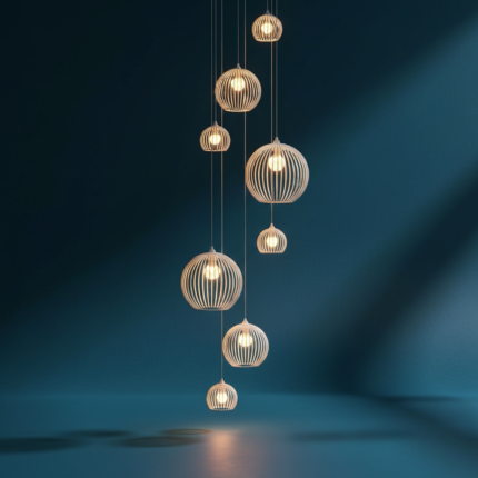 Lustre Mix Cnidário Ac. Cristal para pé direito alto - Imagem 2