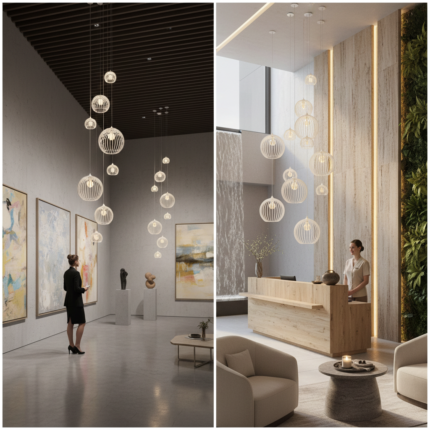 Lustre Mix Cnidário Ac. Cristal para pé direito alto - Imagem 11