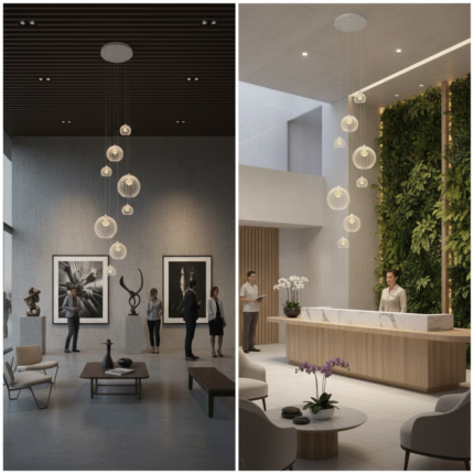 Lustre Mix Cnidário Ac. Cristal para pé direito alto - Imagem 3