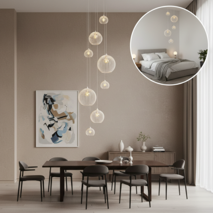 Lustre Mix Cnidário Ac. Cristal para pé direito alto - Imagem 5