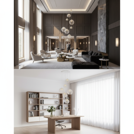 Lustre Mix Cnidário Ac. Cristal para pé direito alto - Imagem 7