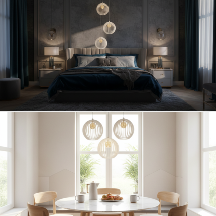 Lustre Trio Cnidário Ac. Cristal para pé direito alto - Imagem 2