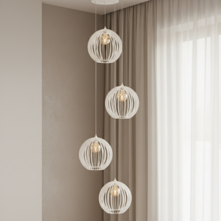 Lustre Quatro Cnidário Ac. Cristal para pé direito alto - Imagem 4