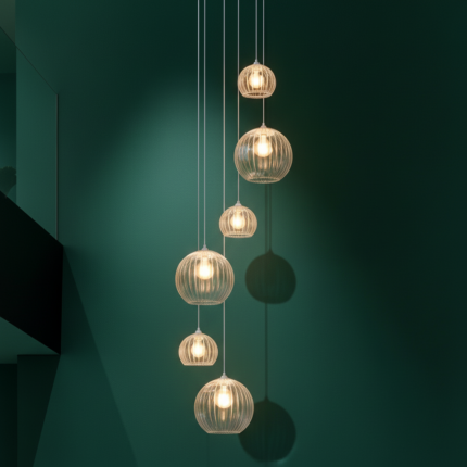 Lustre MM Cnidário Ac. Cristal para pé direito alto - Imagem 4