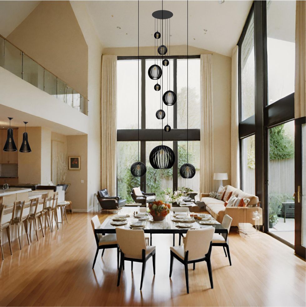 Conjunto Lustres Para Sala de Estar e Sala de Jantar Mix - Preto