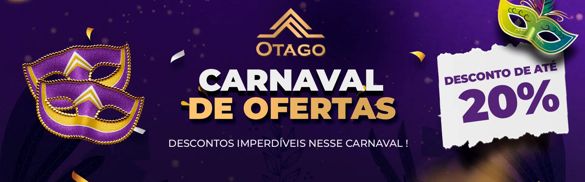 Banner de carnaval com imagens de produtos