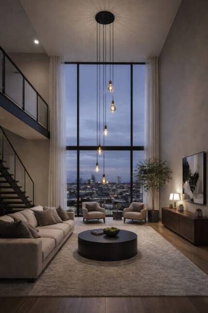 Lustre para sala Pratic 6 lâmpadas dourado pé direito alto - Imagem 3