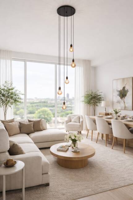 Lustre para sala Pratic 6 lâmpadas dourado pé direito alto - Imagem 2