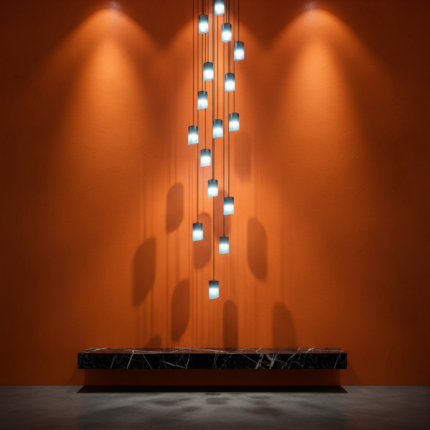 Lustre para sala Cúpula Fumê 16 lâmpadas pé direito alto - Imagem 5