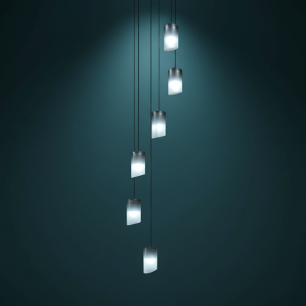 Lustre para sala Cúpula Fumê 6 lâmpadas pé direito alto - Imagem 9