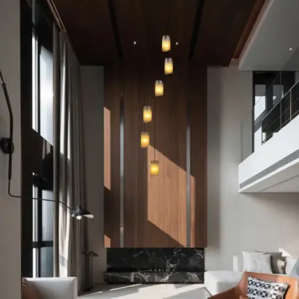 Lustre para sala Cúpula Fumê 6 lâmpadas pé direito alto - Imagem 10