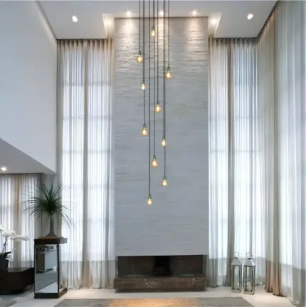 Lustre para sala Pratic 10 lâmpadas dourado pé direito alto - Imagem 4