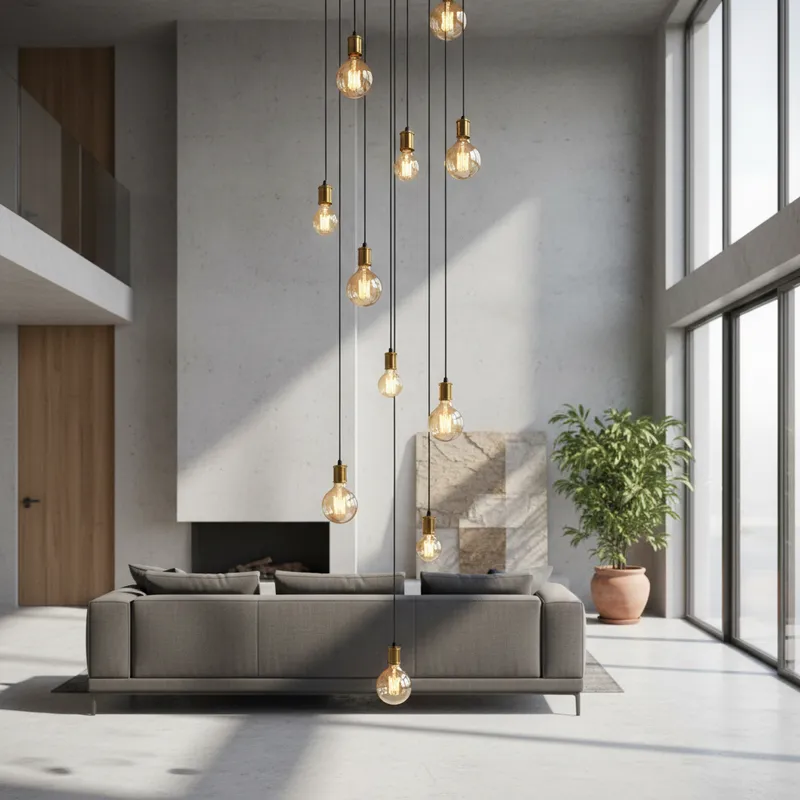 Lustre para sala Pratic 10 lâmpadas dourado pé direito alto