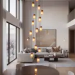 Lustre para sala Cúpula Fumê 10 lâmpadas pé direito alto