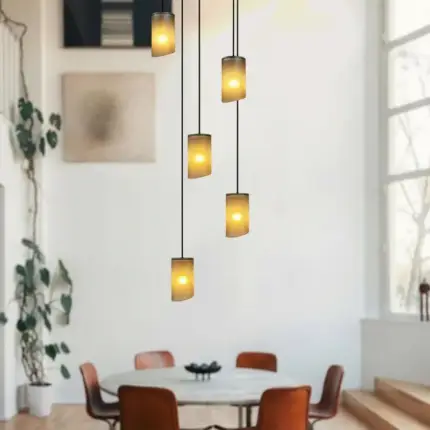 Lustre para sala Cúpula Fumê 6 lâmpadas pé direito alto - Imagem 2