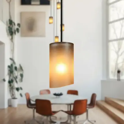 Lustre para sala Cúpula Fumê 6 lâmpadas pé direito alto - Imagem 3