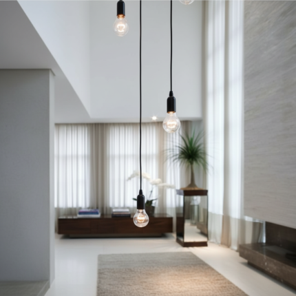 Lustre para sala Pratic 16 lâmpadas Preto pé direito alto - Imagem 2