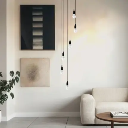 Lustre para sala Pratic 6 lâmpadas Preto pé direito alto