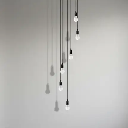 Lustre para sala Pratic 6 lâmpadas Preto pé direito alto - Imagem 2