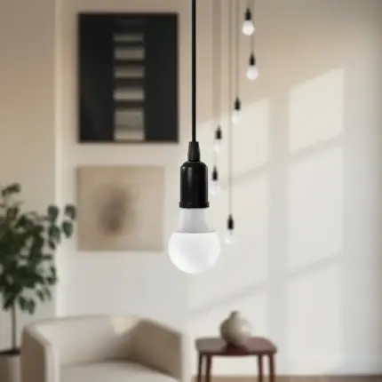 Lustre para sala Pratic 16 lâmpadas Preto pé direito alto - Imagem 6